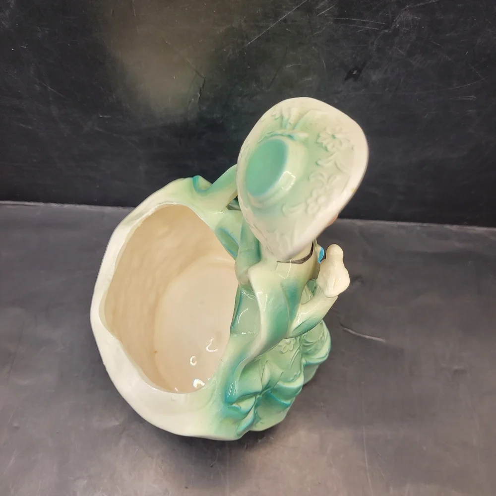Vintage Rubens Originals Japan Southern Belle Planter Teal Gold 474M - Picture 5 of 6
